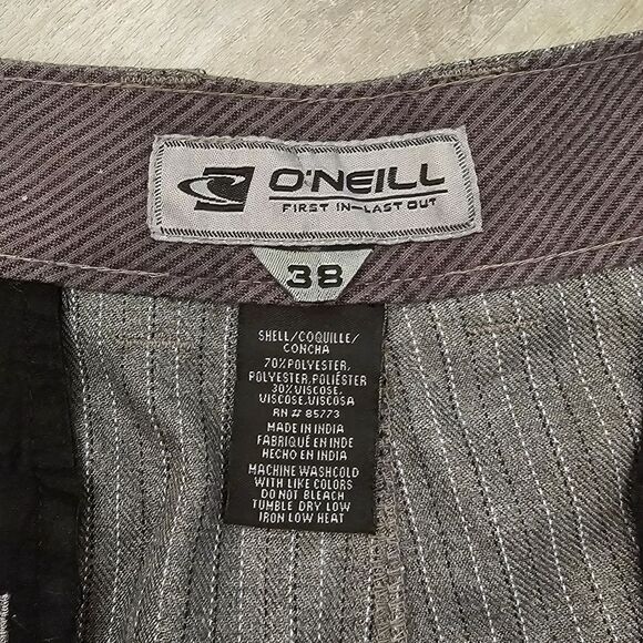 O'Neill Shorts Mens Size 38 Flat Front Gray Pinstripe Casual Oneill Vacation - Picture 3 of 6